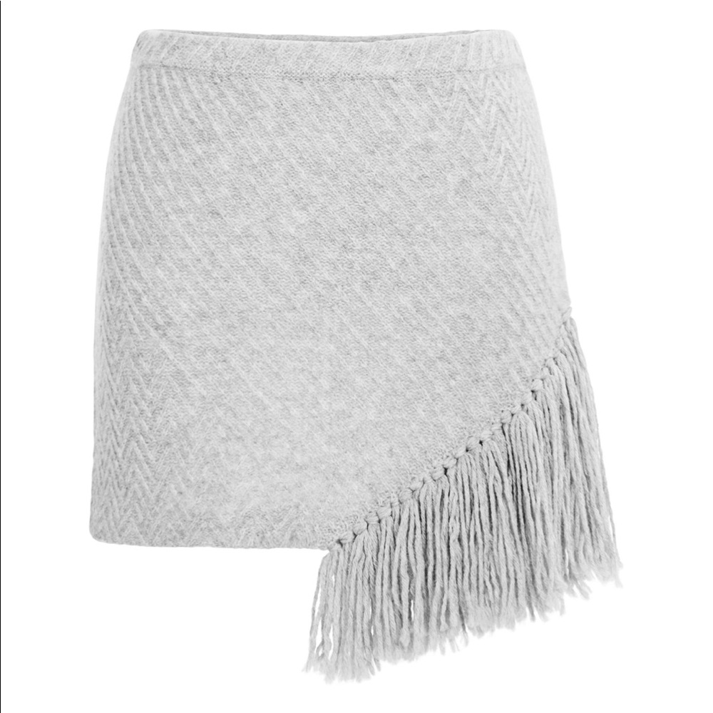 Thakoon Addition Grey Melange Fringe Sweater Skirt